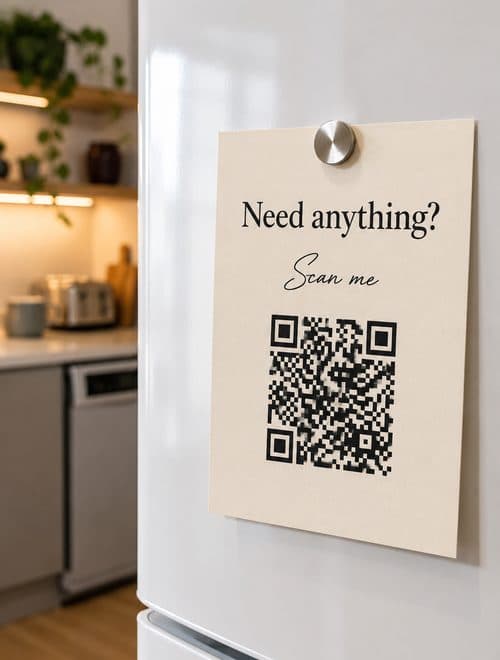 QR code card on the fridge