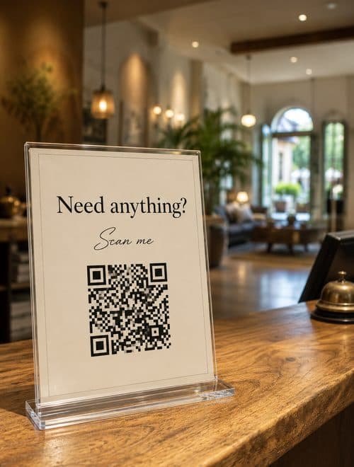QR code card reception desk